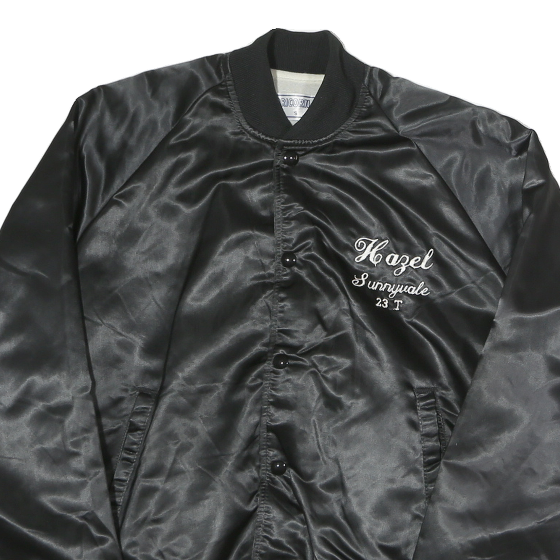 CAPRICORN Mens Black Button Nylon Bomber Jacket S Hazel Sunnyvale Graffiti
