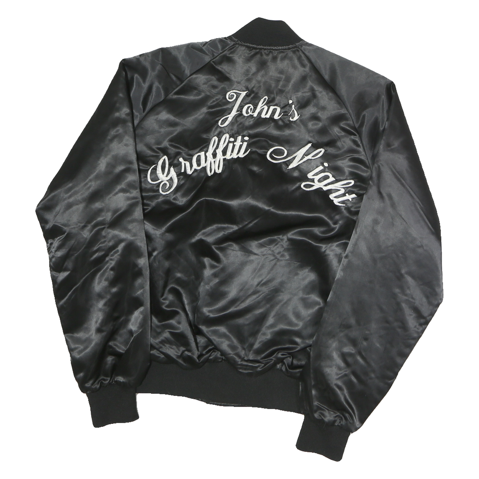 CAPRICORN Mens Black Button Nylon Bomber Jacket S Hazel Sunnyvale Graffiti