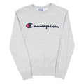CHAMPION Mens Grey Cotton Blend Crew Neck S Logo Sweatshirt Pullover