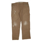 DICKIES Mens Jeans Brown Regular Straight Denim W36 L29 Workwear Zip