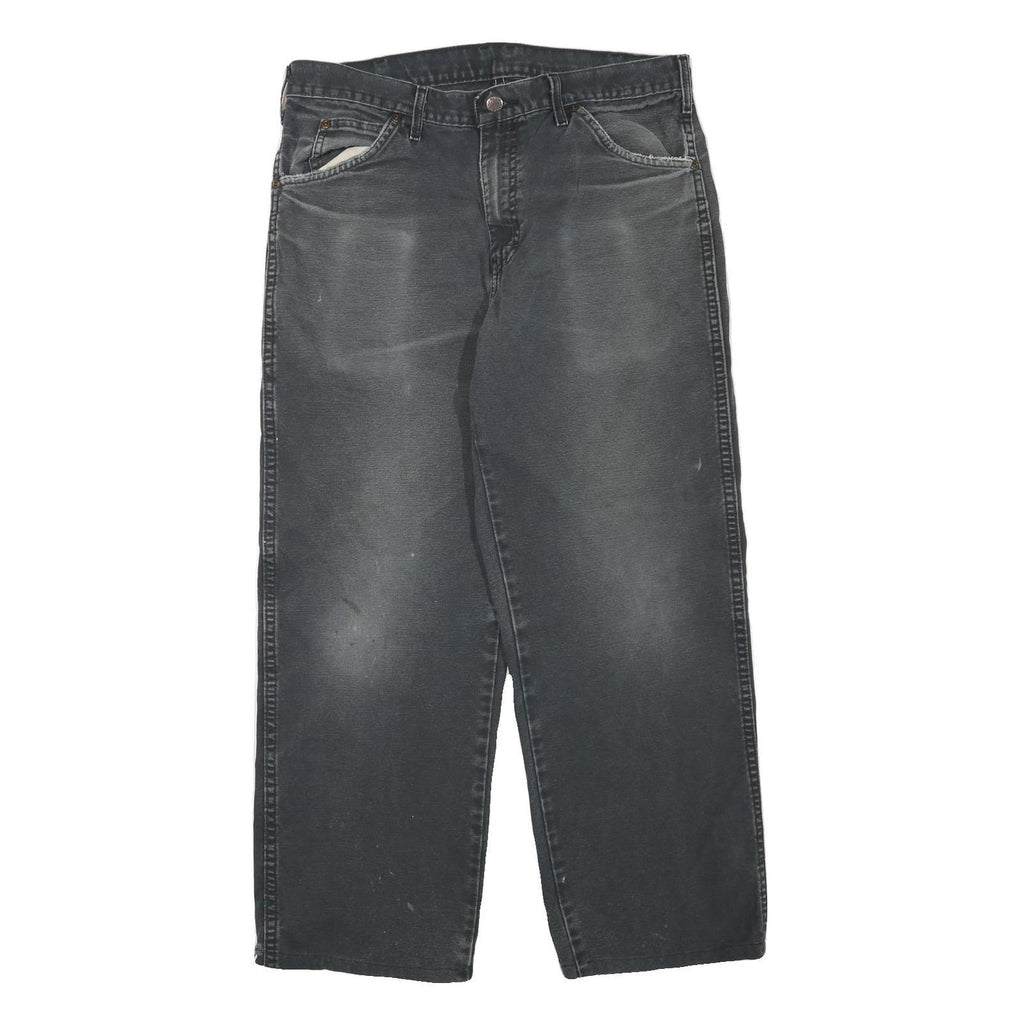 DICKIES Mens Cotton Blend Black Regular Straight Trousers W34 L26 Workwear