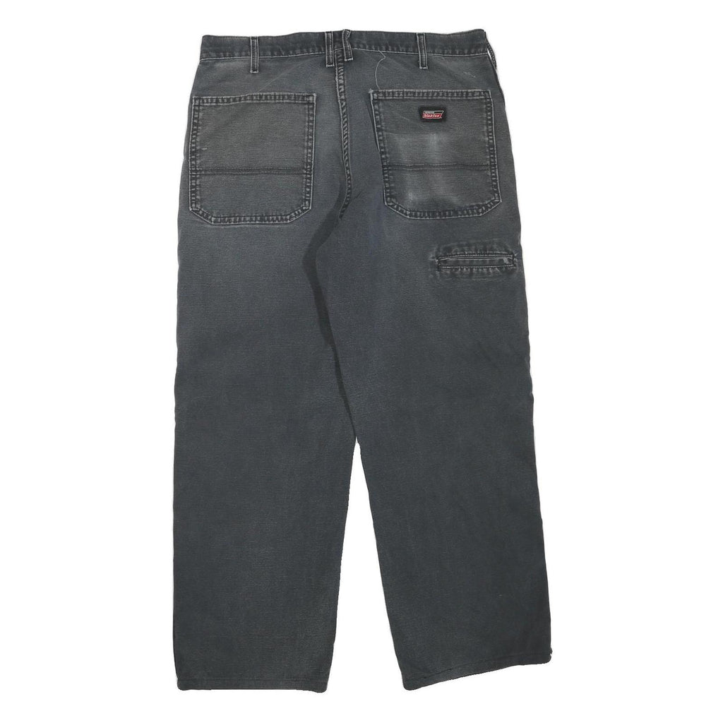 DICKIES Mens Cotton Blend Black Regular Straight Trousers W34 L26 Workwear