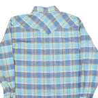 KARMAN Mens Blue Plaid Shirt L Cotton Blend Western Style Button Closure