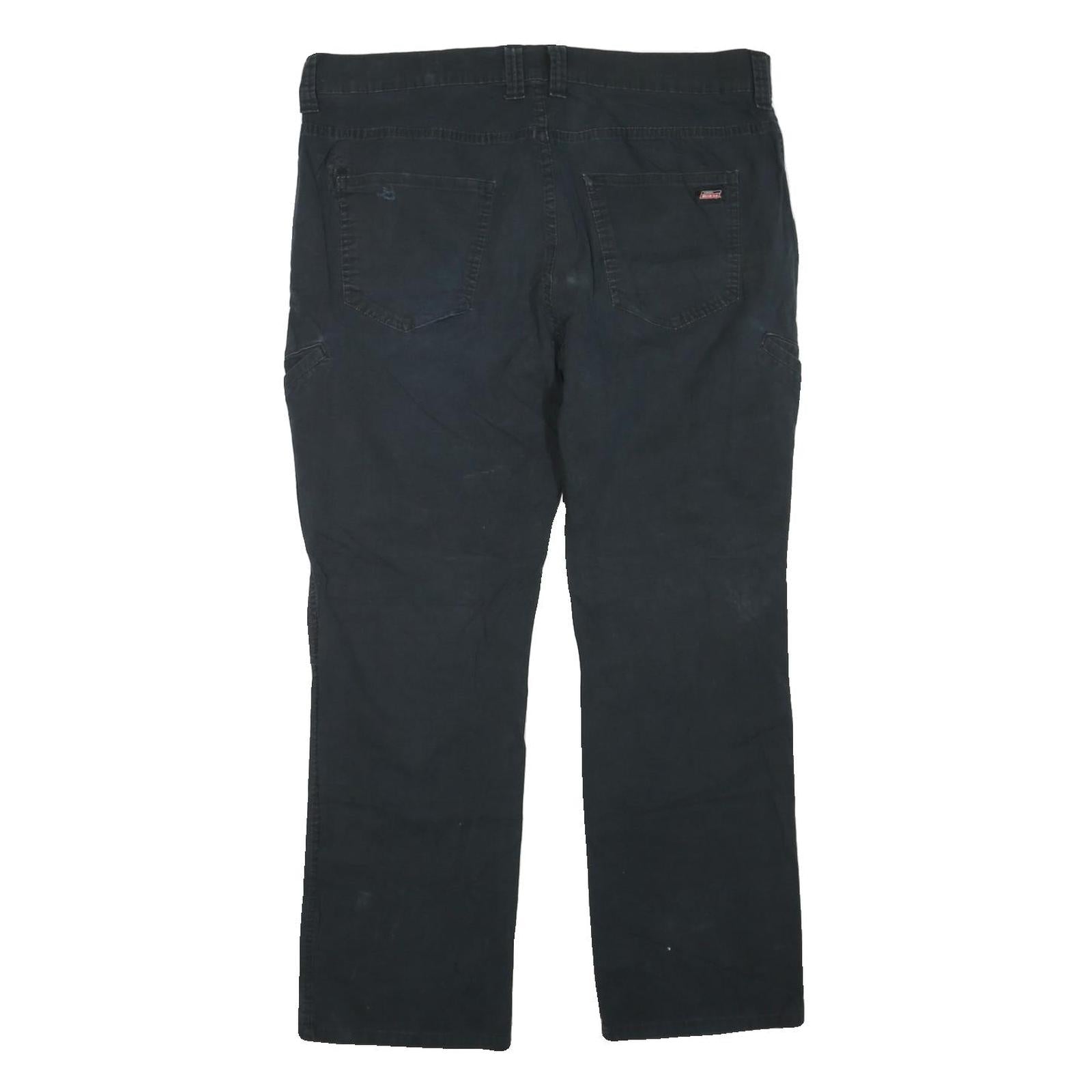 DICKIES Womens Regular Fit Black Cotton Blend Straight Leg Trousers W40 L30