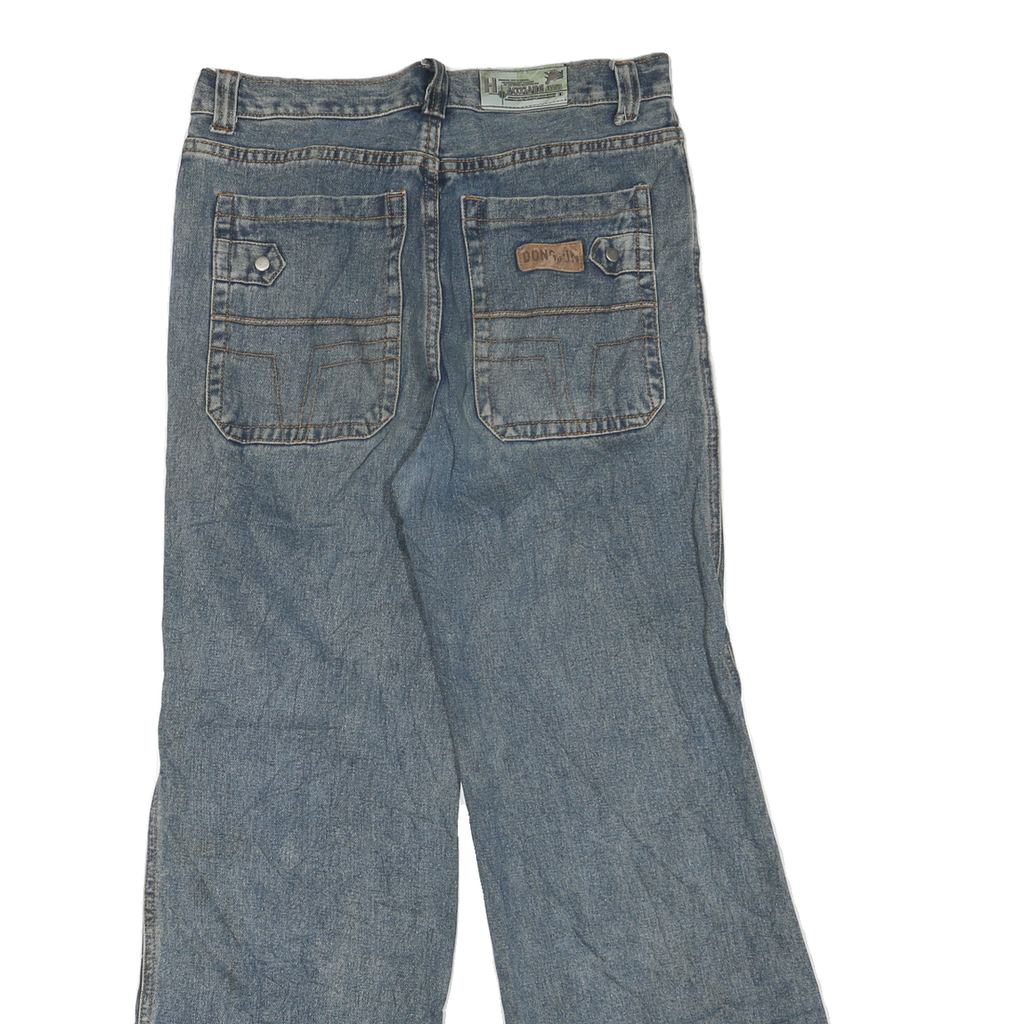 Womens Blue Regular Fit Wide-Leg Denim Jeans Cotton Blend W30 L29 Classic Style