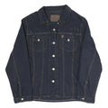 BIG STAR Womens Navy Blue Cotton Blend Button Jacket L Denim Plain Stylish