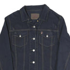 BIG STAR Womens Navy Blue Cotton Blend Button Jacket L Denim Plain Stylish