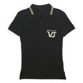 VERSACE JEANS Mens Black & Gold Short Sleeve Plain Polo Shirt XS VJ Logo