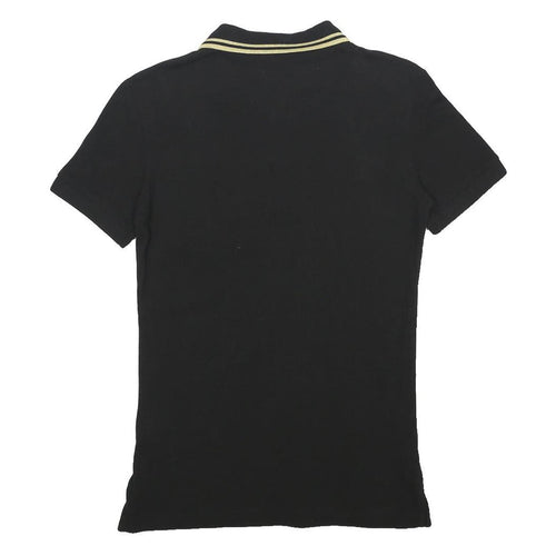 VERSACE JEANS Mens Black & Gold Short Sleeve Plain Polo Shirt XS VJ Logo