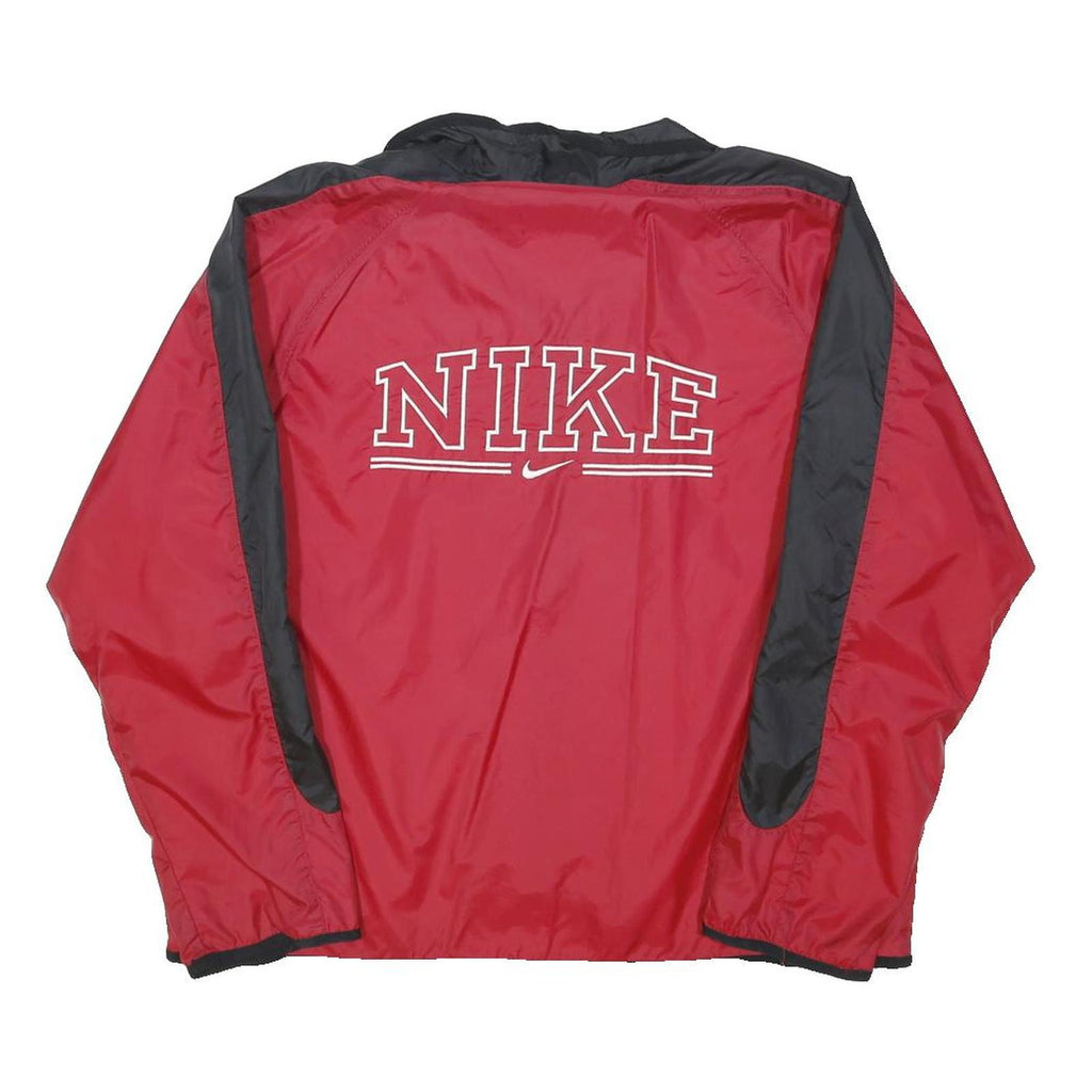 NIKE Womens Red & Black Plain Nylon Track Jacket UK 10 Zip Sportswear