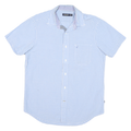 NAUTICA Mens Blue Check Short Sleeve Shirt M Cotton Blend Casual Summer