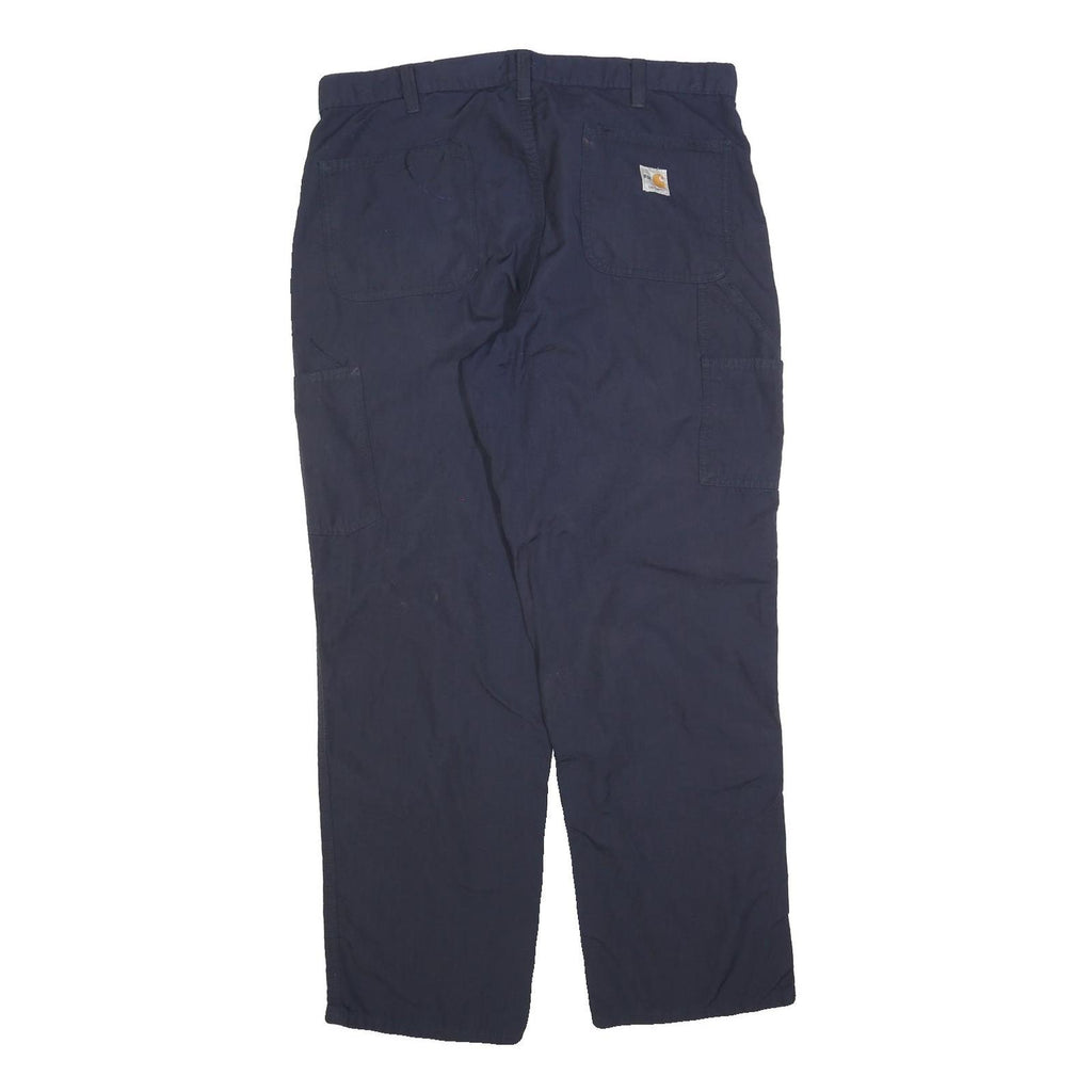 CARHARTT Mens Cotton Blend Navy Relaxed Straight Trousers W36 L32 Workwear