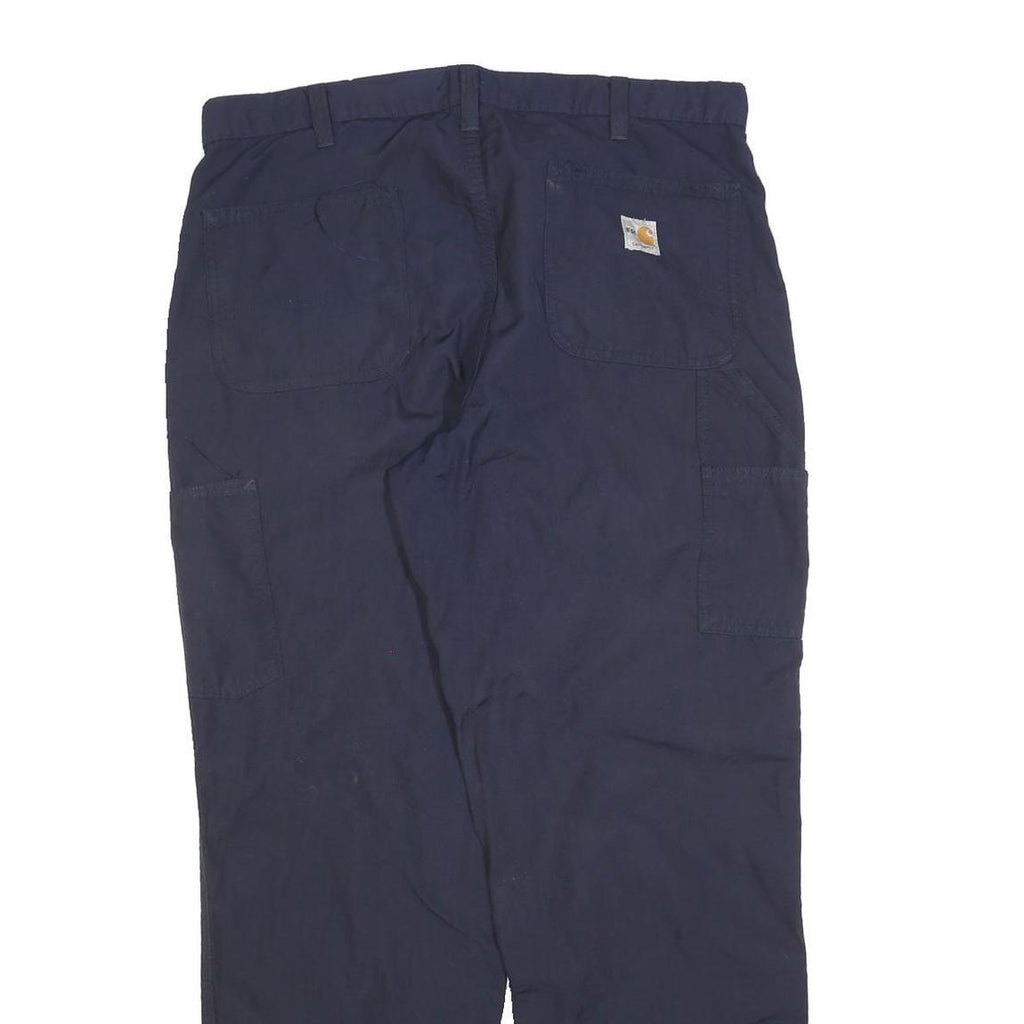 CARHARTT Mens Cotton Blend Navy Relaxed Straight Trousers W36 L32 Workwear