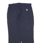 CARHARTT Mens Cotton Blend Navy Relaxed Straight Trousers W36 L32 Workwear