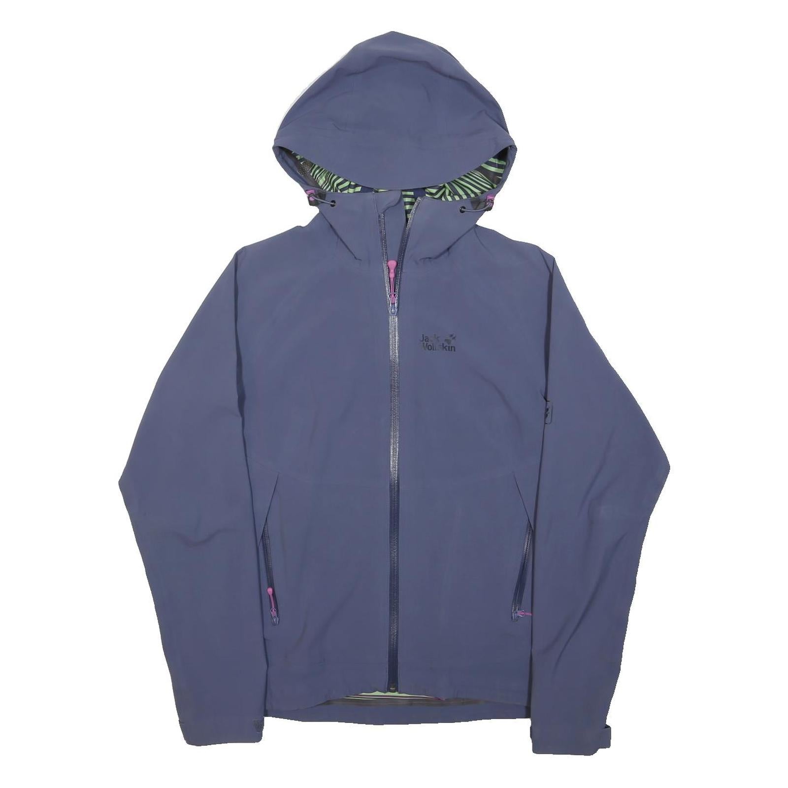 JACK WOLFSKIN Womens Blue Outdoor Jacket UK 10 Polyester Zip Hooded Plain