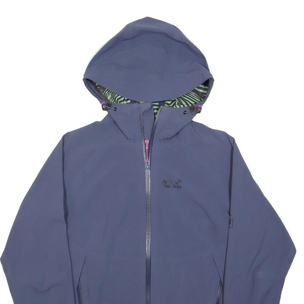 JACK WOLFSKIN Womens Blue Outdoor Jacket UK 10 Polyester Zip Hooded Plain