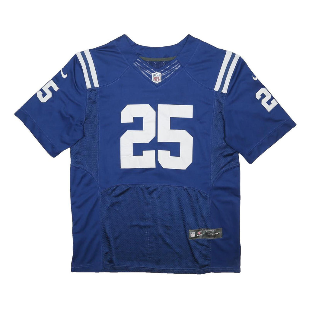 NIKE Mens Blue NFL Jersey 2XL Short Sleeve Crew Neck Mack Number 25 Sports