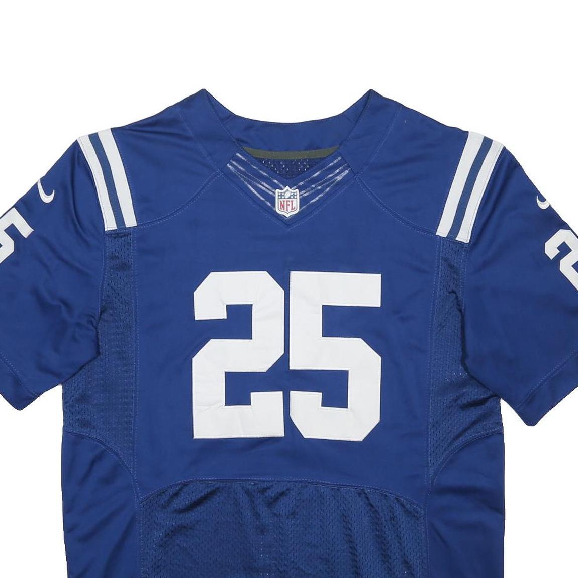 NIKE Mens Blue NFL Jersey 2XL Short Sleeve Crew Neck Mack Number 25 Sports