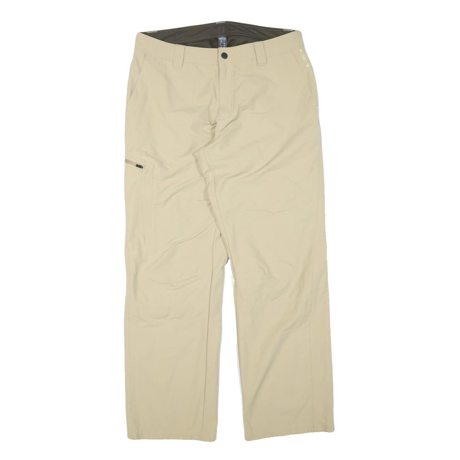 ODLO Mens Beige Polyester Blend Regular Leg Trousers W33 L30 Outdoor Active Wear