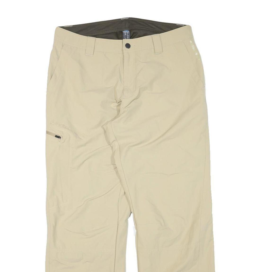 ODLO Mens Beige Polyester Blend Regular Leg Trousers W33 L30 Outdoor Active Wear