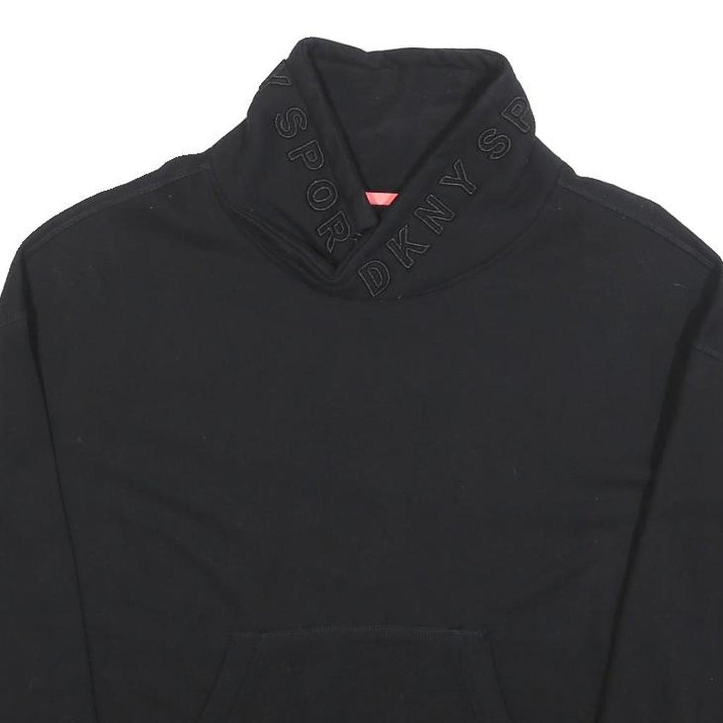 DKNY Womens Black Cotton Blend Pullover Sweatshirt S High Neck Logo