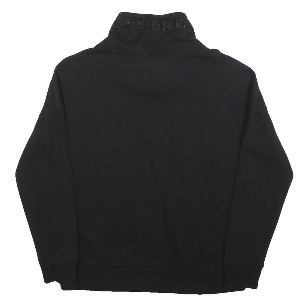 DKNY Womens Black Cotton Blend Pullover Sweatshirt S High Neck Logo
