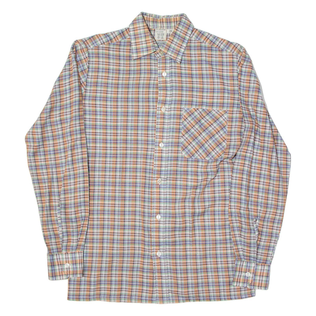 Mens Shirt Orange Check Long Sleeve S