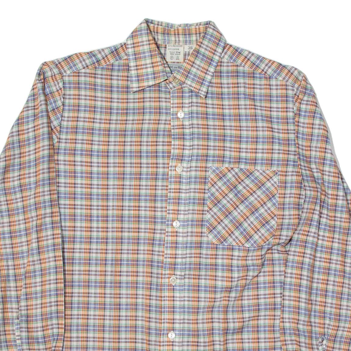 Mens Shirt Orange Check Long Sleeve S