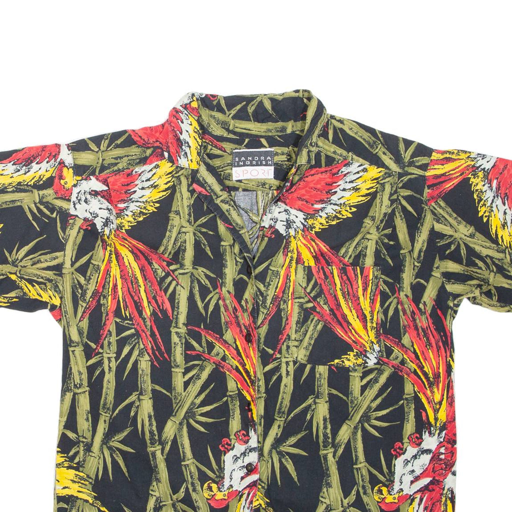 SANDRA INGRISH Bamboo Mens Hawaiian Shirt Black Crazy Pattern S