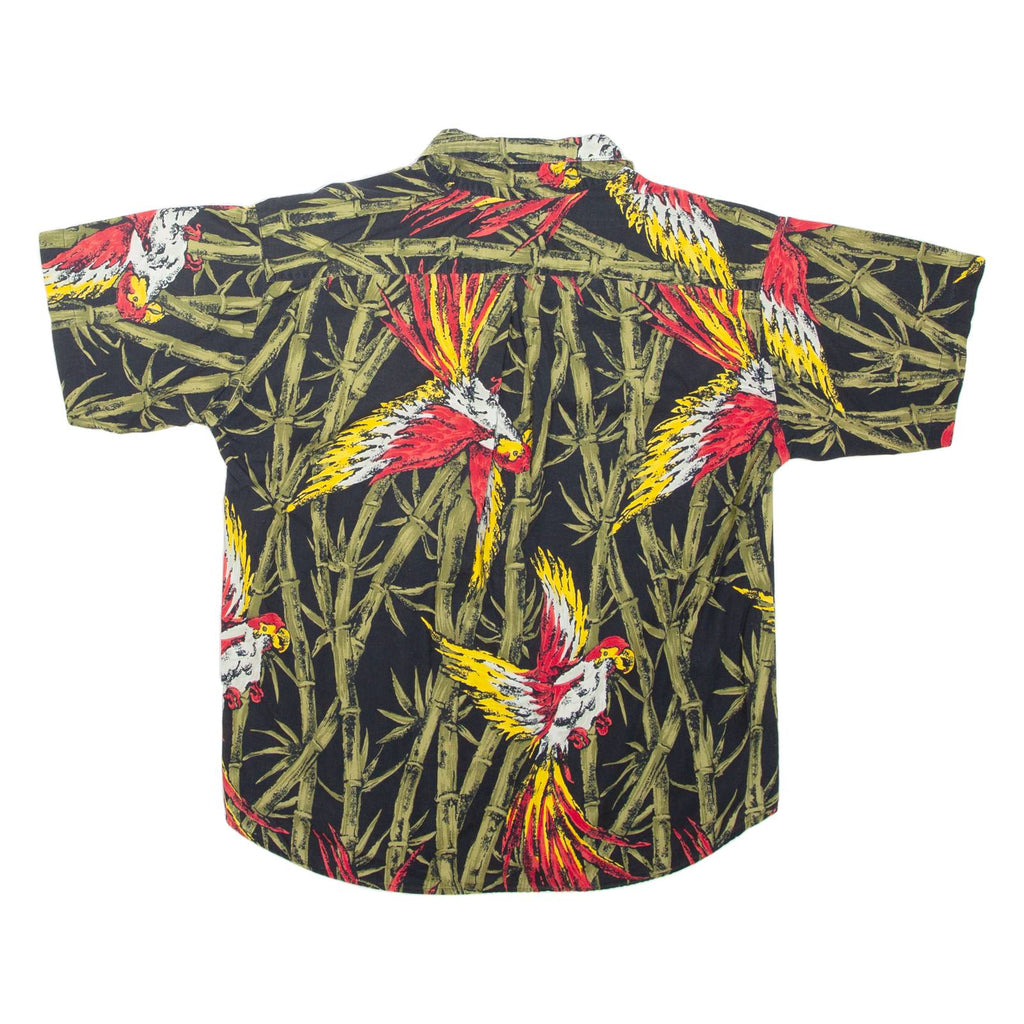 SANDRA INGRISH Bamboo Mens Hawaiian Shirt Black Crazy Pattern S