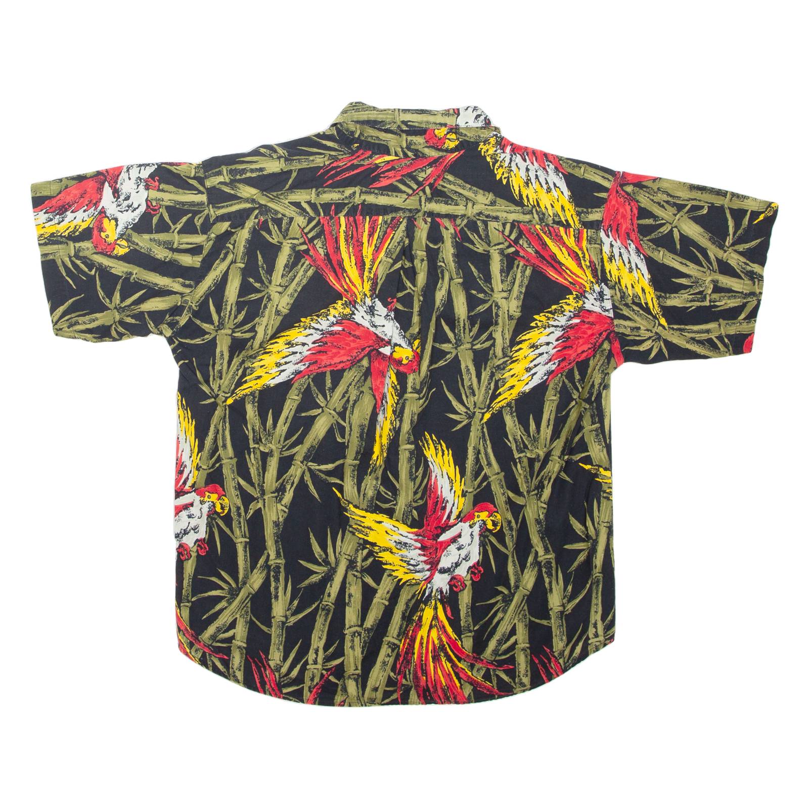 SANDRA INGRISH Bamboo Mens Hawaiian Shirt Black Crazy Pattern S