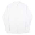 RESISTO Mens White & Grey Striped Shirt L Cotton Long Sleeve Formal Button