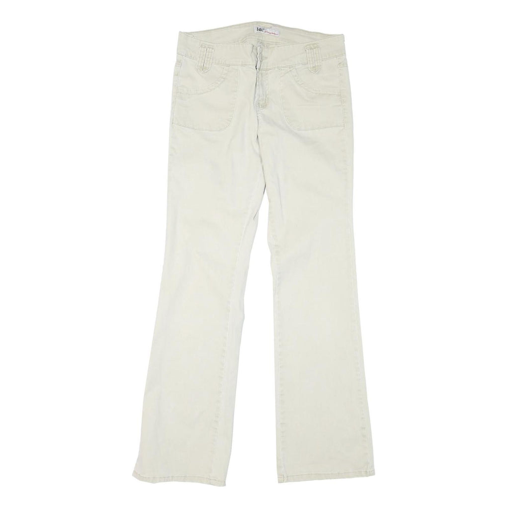 L.E.I Womens Regular Fit Cream Jeans Denim W32 L31 Zip Pocket Detail