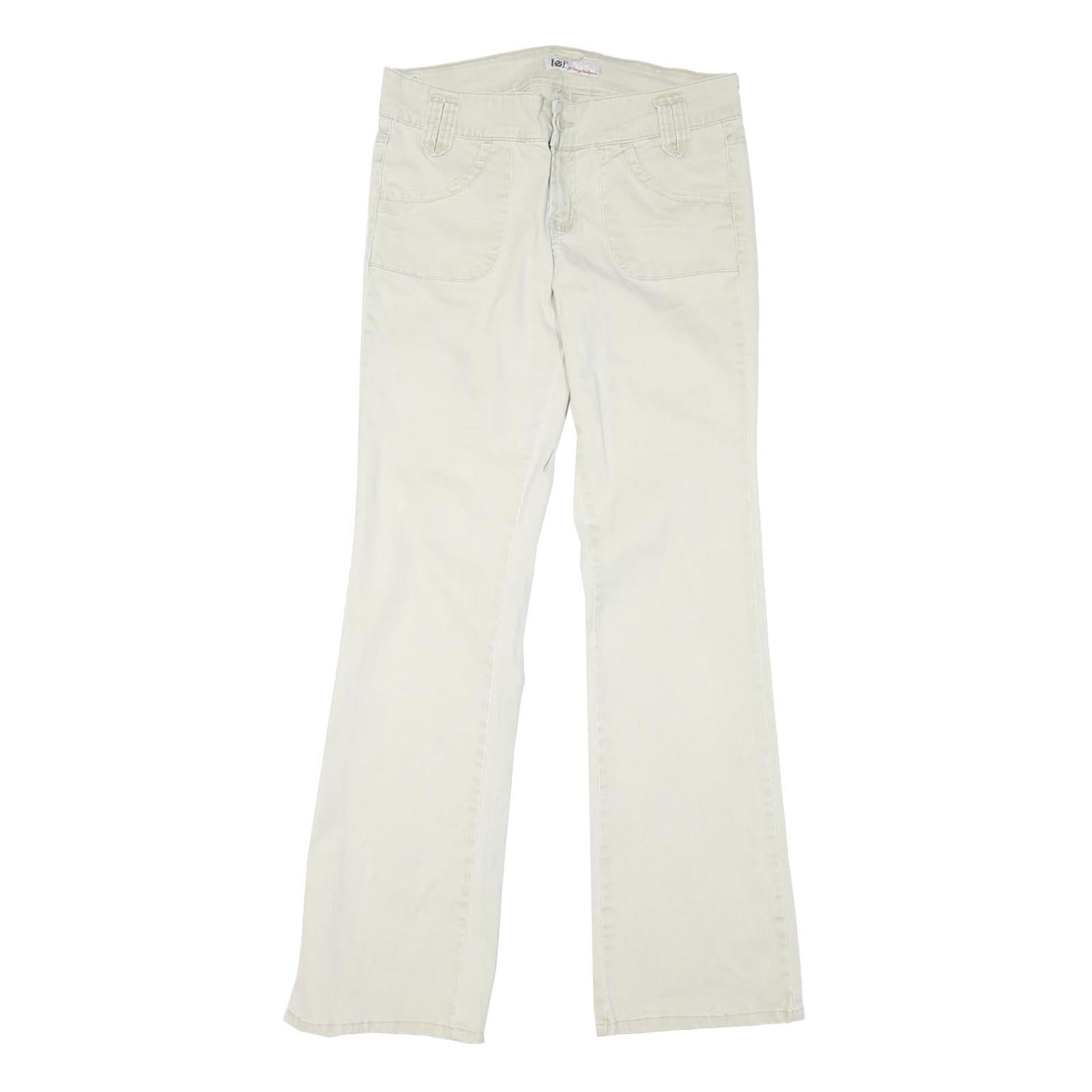 L.E.I Womens Regular Fit Cream Jeans Denim W32 L31 Zip Pocket Detail