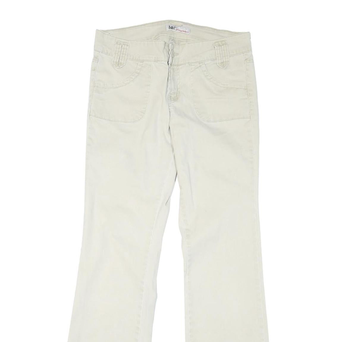L.E.I Womens Regular Fit Cream Jeans Denim W32 L31 Zip Pocket Detail