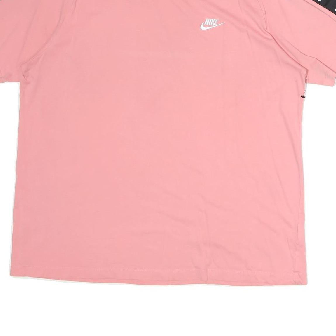 NIKE Womens Pink T-Shirt XL Short Sleeve Crew Neck Branded Logo Tape Stripe