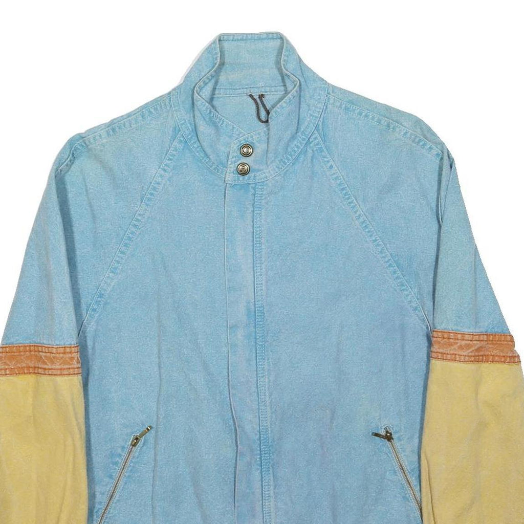 POOH JEANS Womens Blue & Yellow Cotton Blend Jacket M Casual Zip Closure Denim