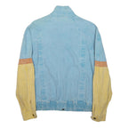 POOH JEANS Womens Blue & Yellow Cotton Blend Jacket M Casual Zip Closure Denim