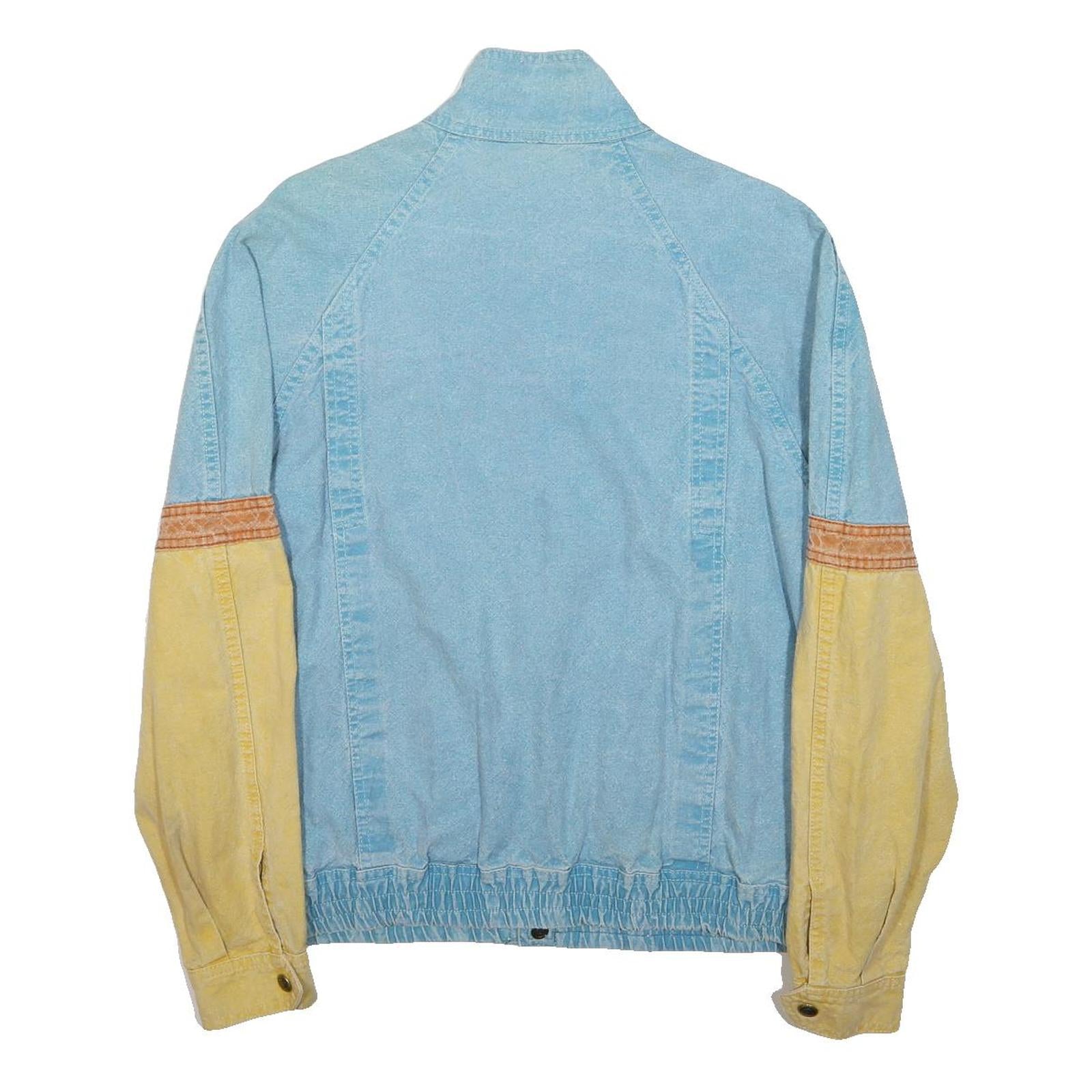 POOH JEANS Womens Blue & Yellow Cotton Blend Jacket M Casual Zip Closure Denim