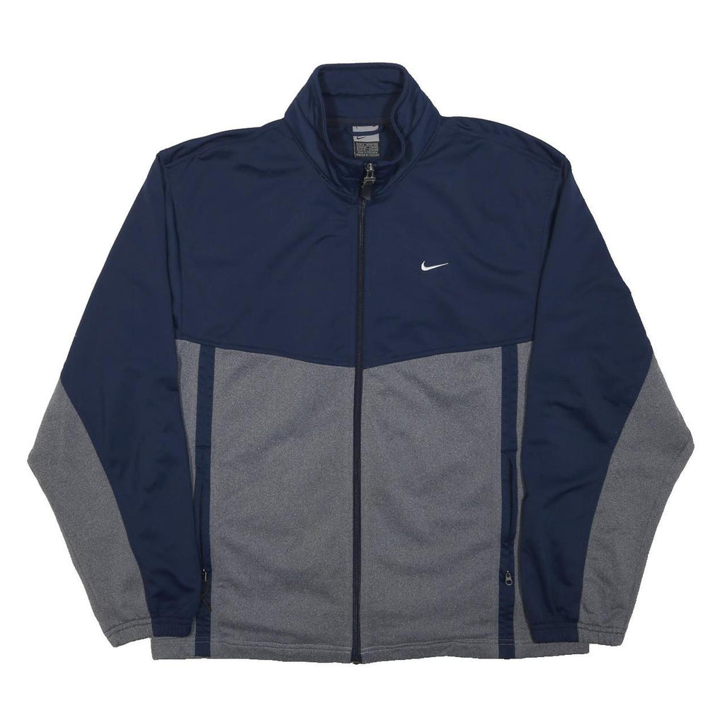 NIKE Mens Blue & Grey Zip Jacket S Cotton Blend Colourblock Casual Sportswear