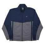 NIKE Mens Blue & Grey Zip Jacket S Cotton Blend Colourblock Casual Sportswear