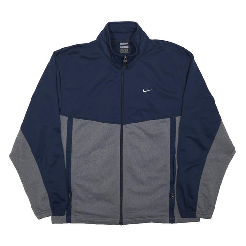NIKE Mens Blue & Grey Zip Jacket S Cotton Blend Colourblock Casual Sportswear
