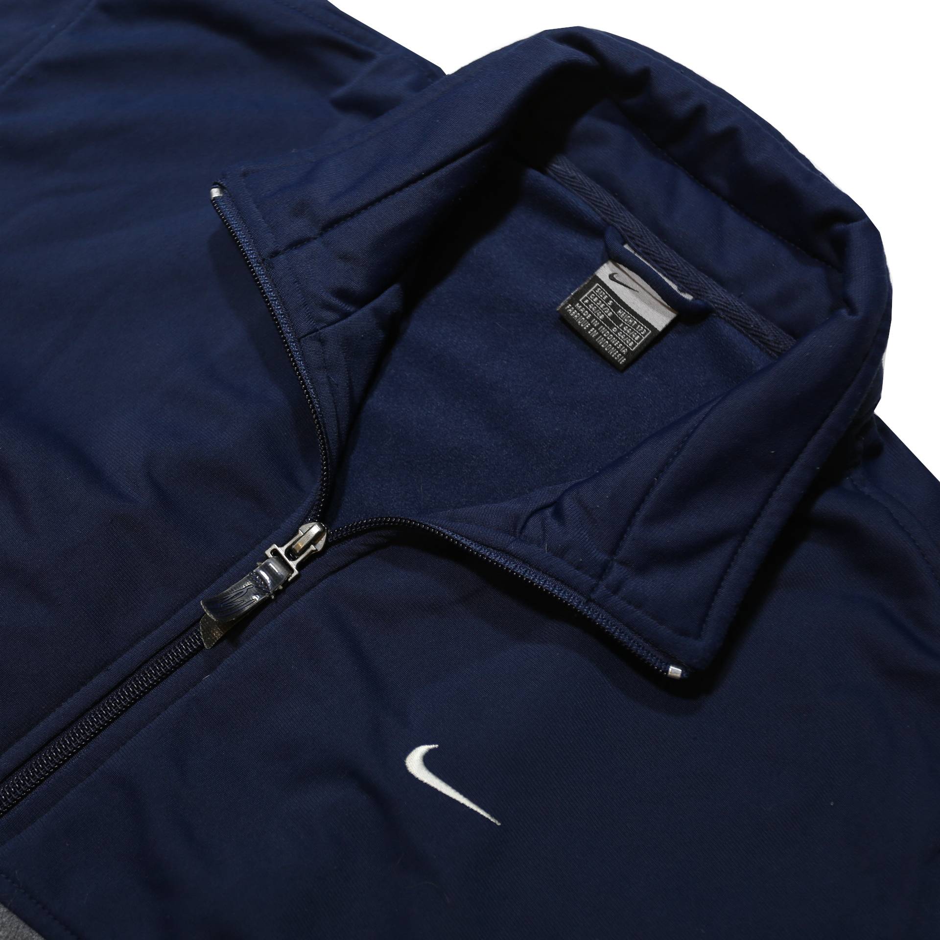 NIKE Mens Blue & Grey Zip Jacket S Cotton Blend Colourblock Casual Sportswear