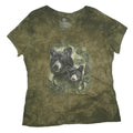 THE MOUNTAIN Womens Green Tie Dye Bear Graphic T-Shirt L Short Sleeve Crew Neck