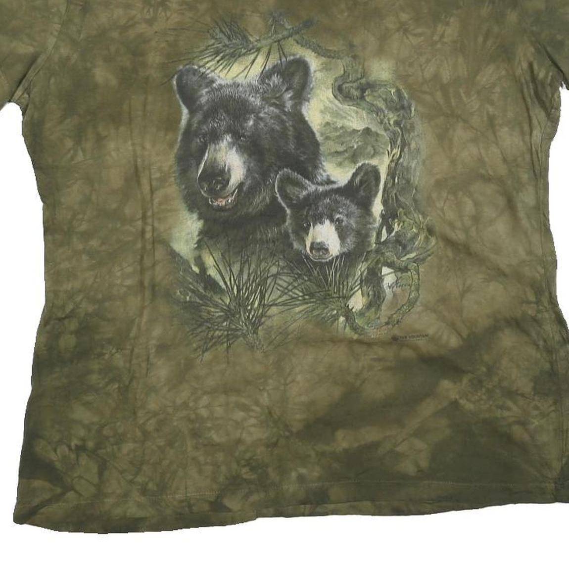 THE MOUNTAIN Womens Green Tie Dye Bear Graphic T-Shirt L Short Sleeve Crew Neck