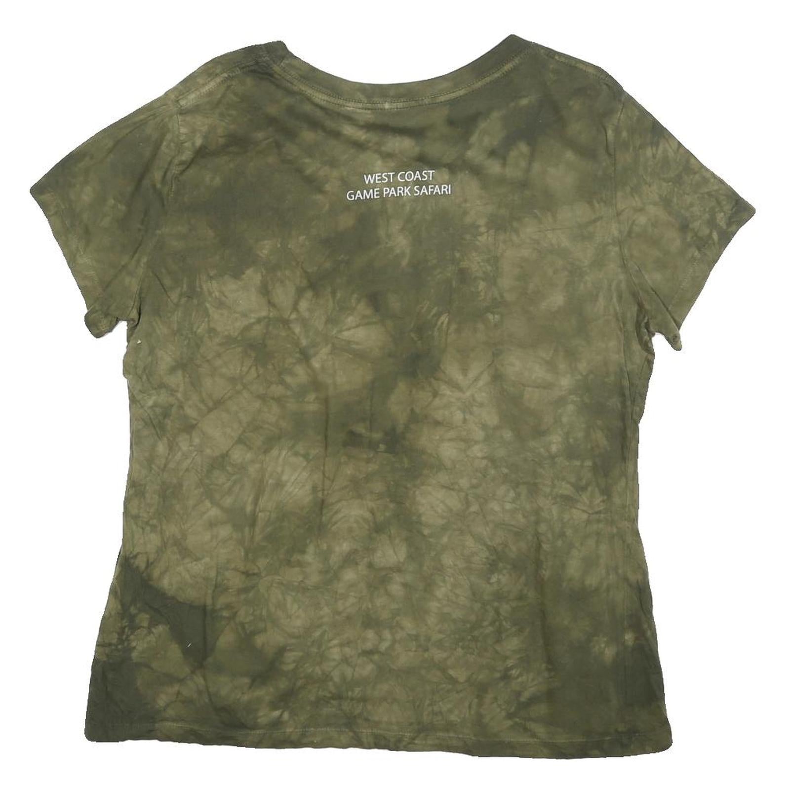 THE MOUNTAIN Womens Green Tie Dye Bear Graphic T-Shirt L Short Sleeve Crew Neck