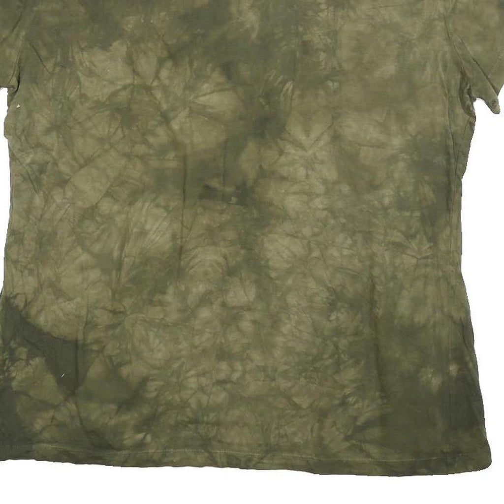 THE MOUNTAIN Womens Green Tie Dye Bear Graphic T-Shirt L Short Sleeve Crew Neck