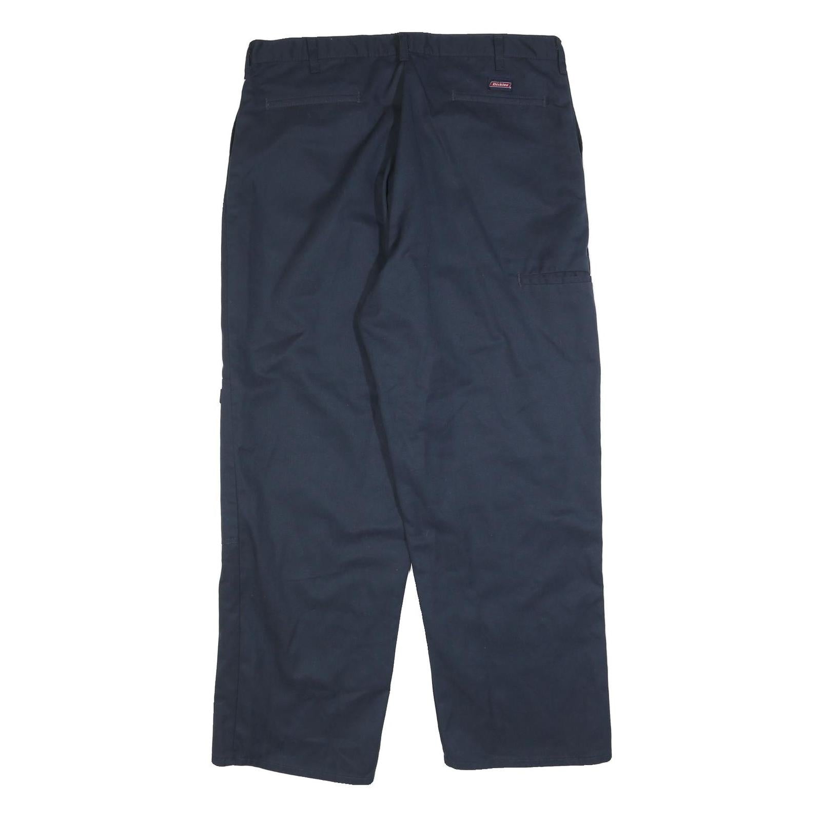 DICKIES Mens Cotton Blend Navy Regular Fit Straight Leg Trousers W38 L32