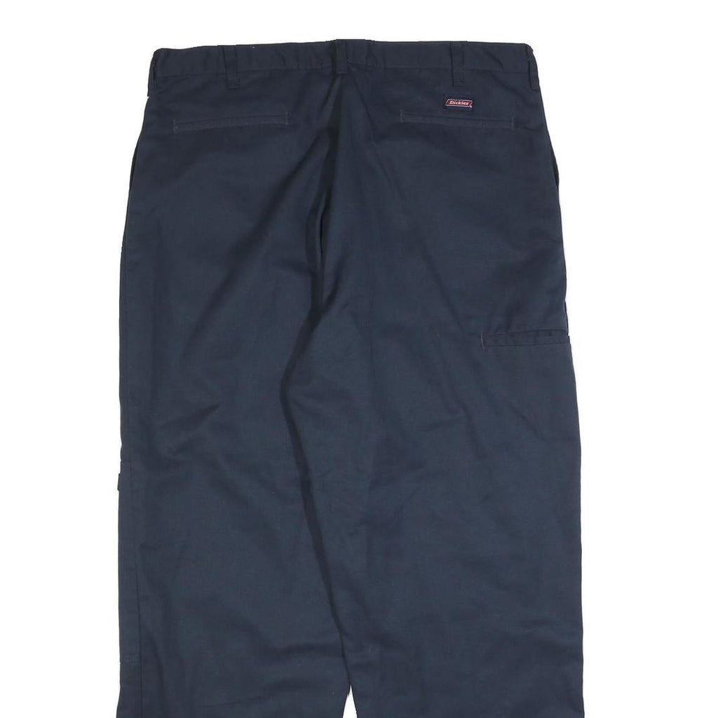 DICKIES Mens Cotton Blend Navy Regular Fit Straight Leg Trousers W38 L32