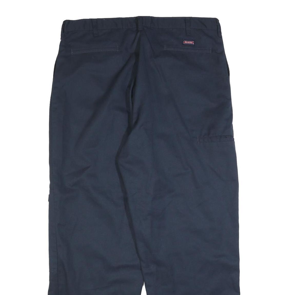 DICKIES Mens Cotton Blend Navy Regular Fit Straight Leg Trousers W38 L32